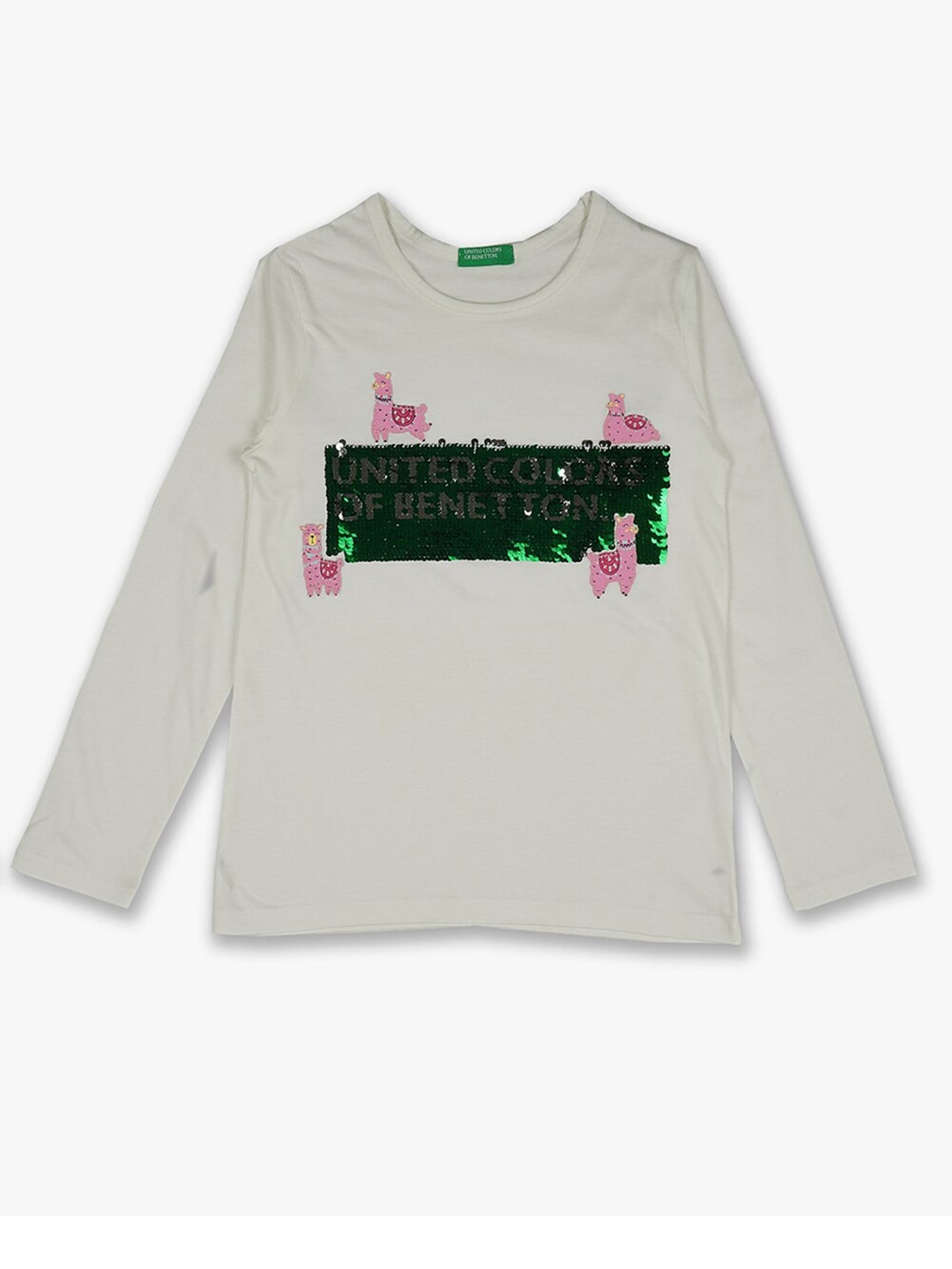 

United Colors of Benetton Girls Off White & Black Typography T-shirt