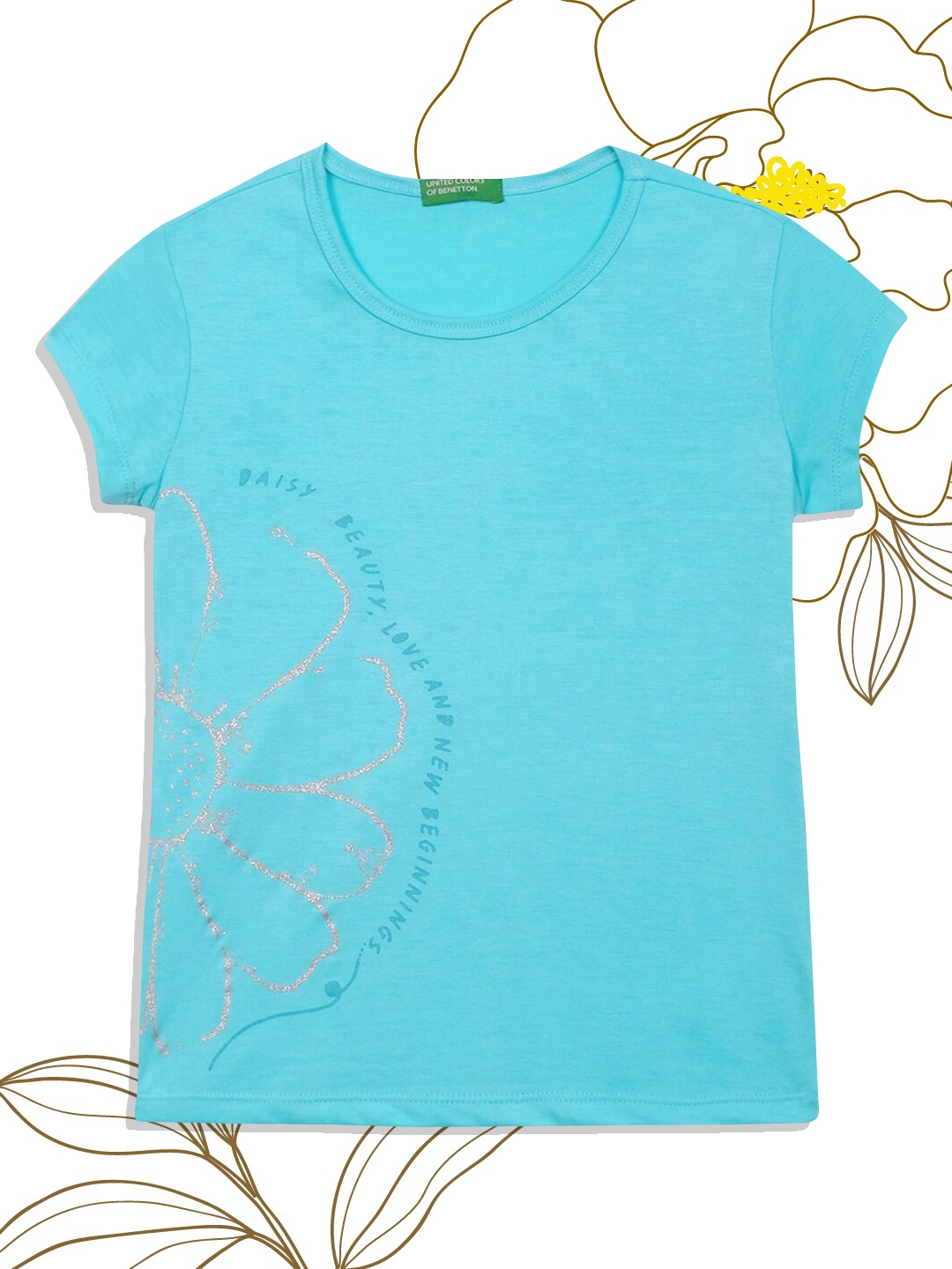 

United Colors of Benetton Girls Blue Solid T-shirt