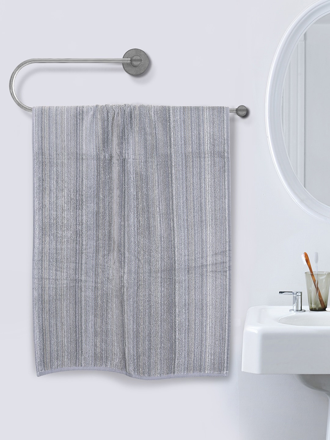 

ROMEE Grey Striped 500 GSM Cotton Bath Towels