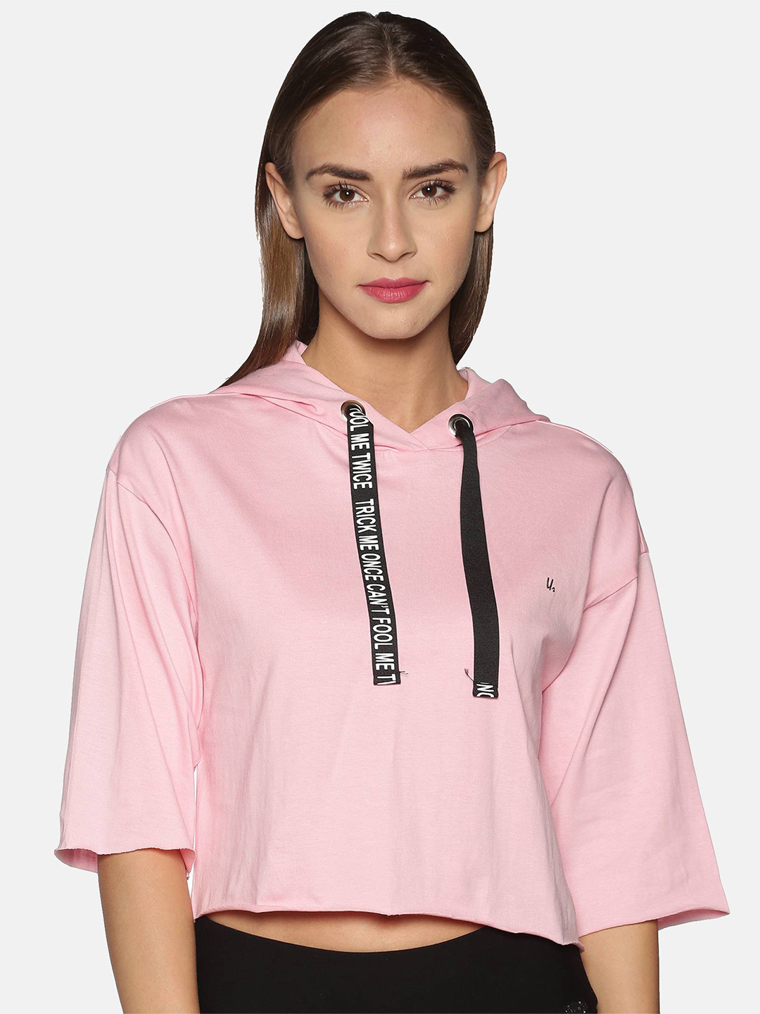 

UrGear Women Pink Boxy Hooded Neck Crop Top