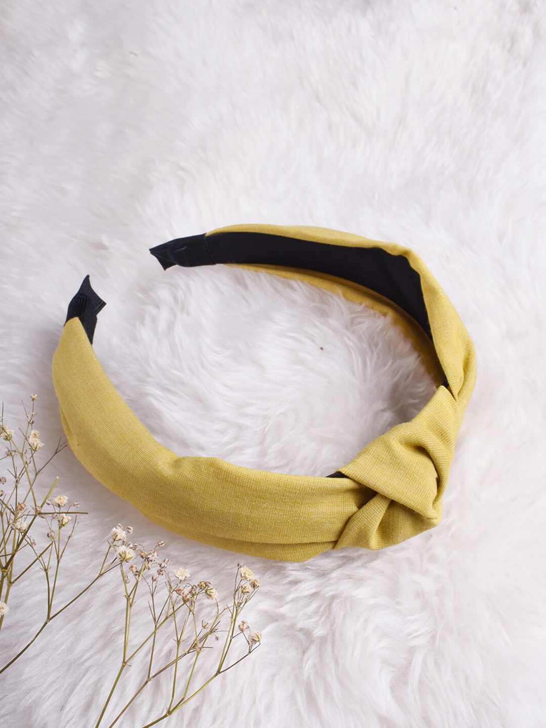 

JOKER & WITCH Women Yellow & Black Turban Knot Hairband