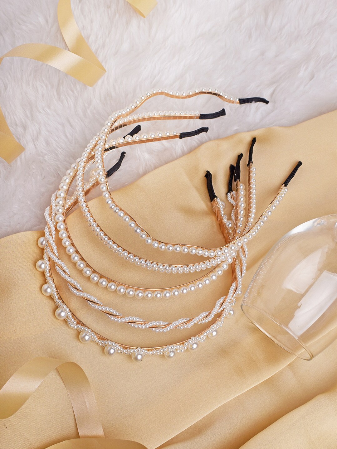 

JOKER & WITCH Women White Set of 5 Embellished Hairband