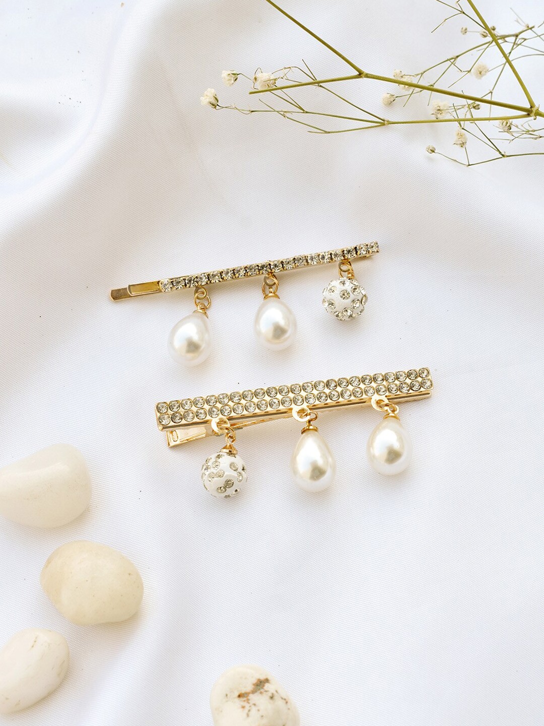 

JOKER & WITCH Women White Set of 2 Embellished Alligator Hair Clip