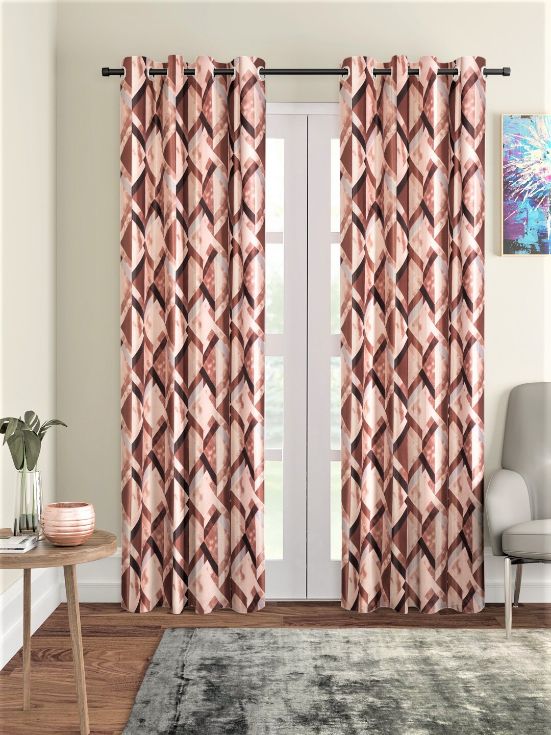

Home Sizzler Brown & Black Set of 2 Geometric Long Door Curtain