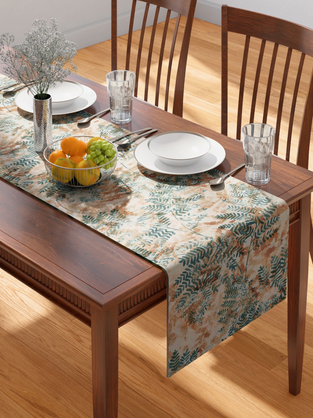 

PETAL HOME Orange Floral Printed Pure Cotton Runners