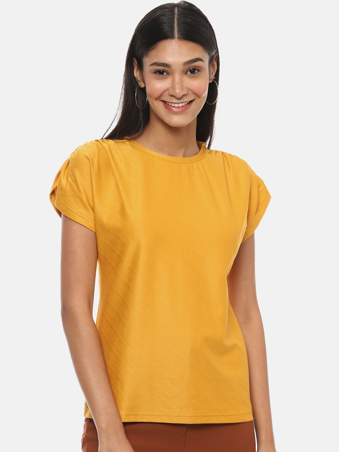

Campus Sutra Yellow Extended Sleeves Pure Cotton Top