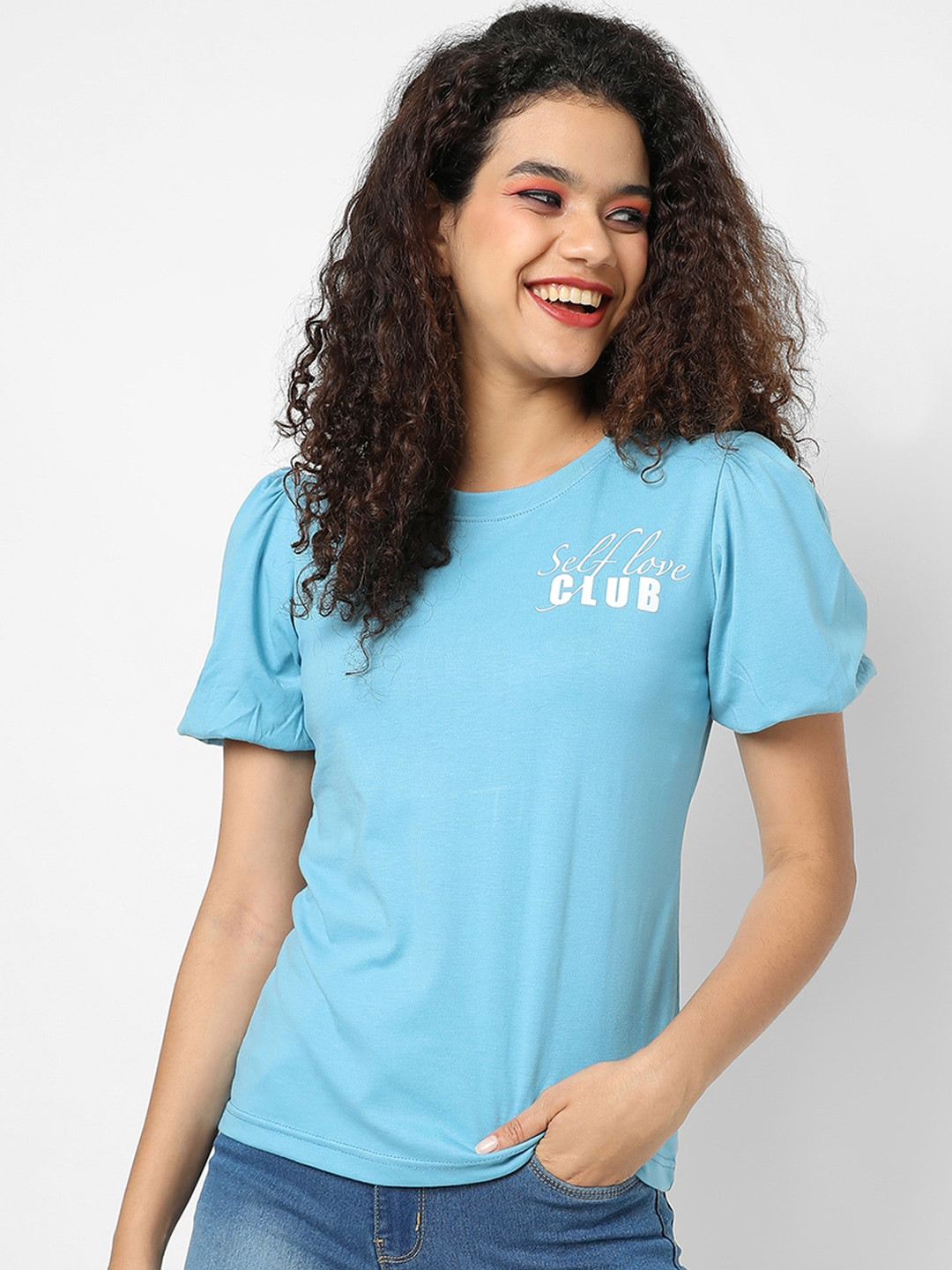 

Campus Sutra Blue Solid Top