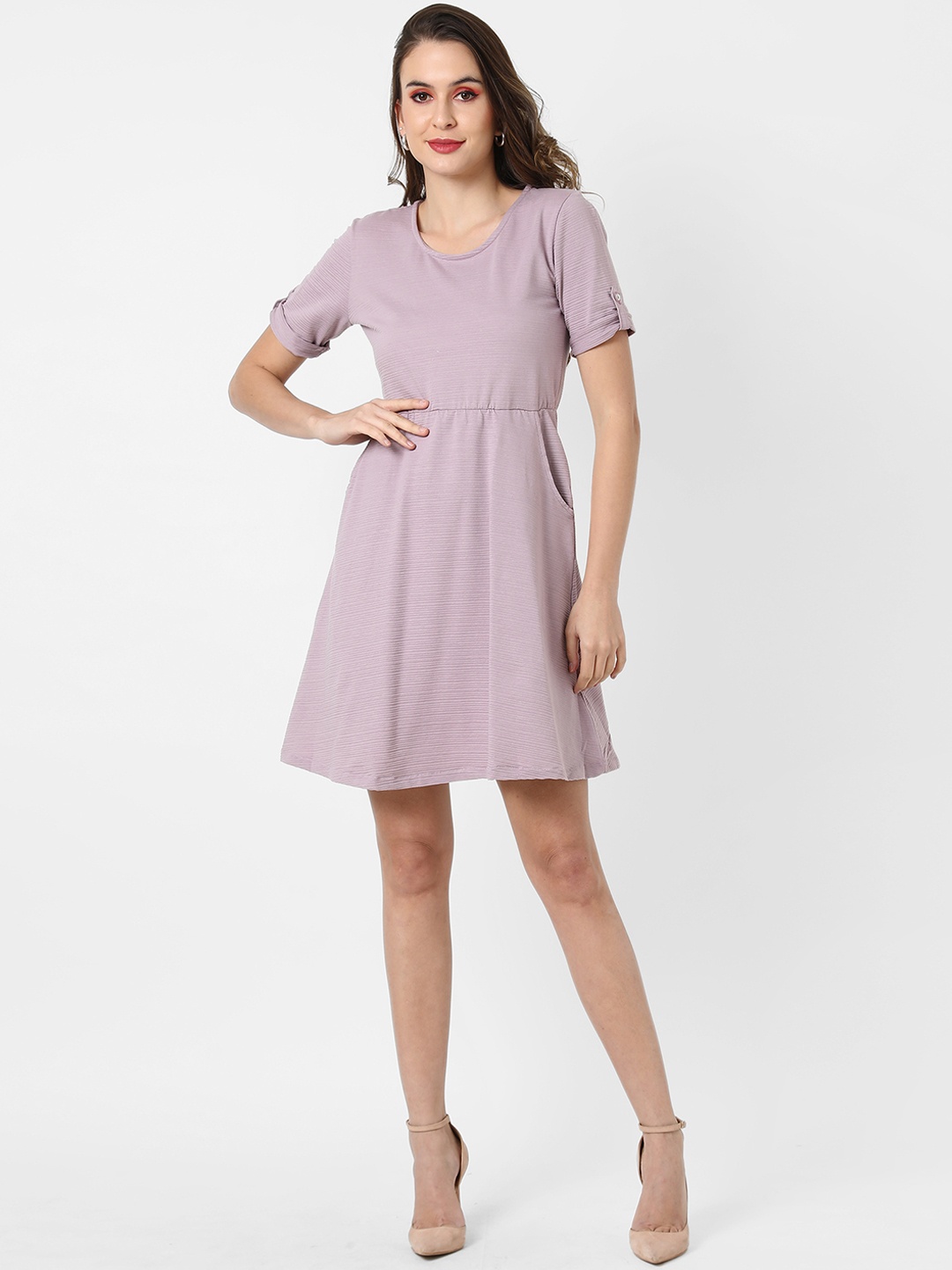 

Campus Sutra Lavender Solid Dress