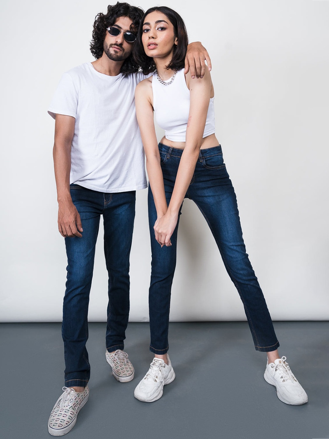 

FREAKINS Unisex Blue Slim Fit Light Fade Jeans