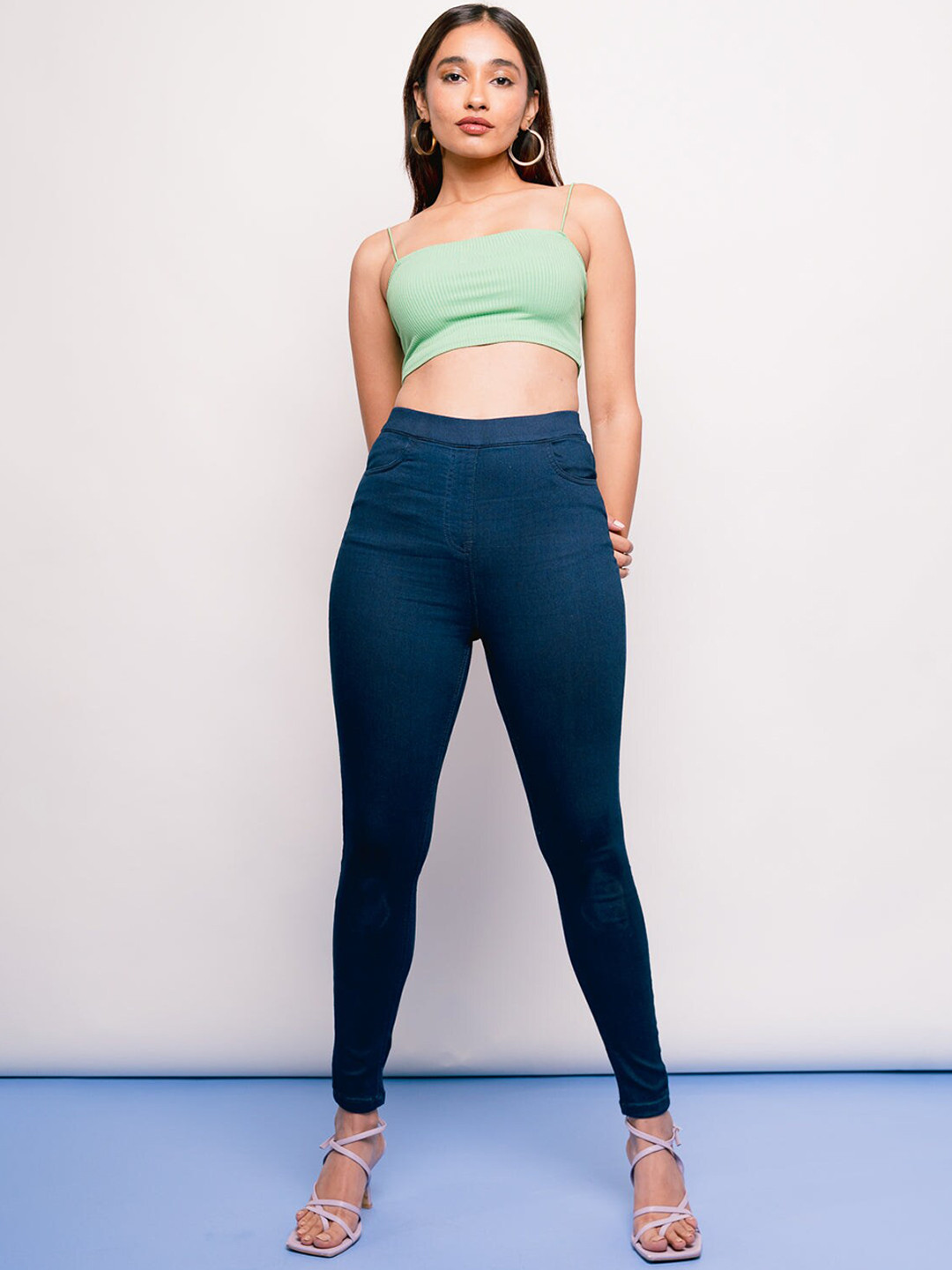 

FREAKINS Women Classy Blue Solid Jeggings