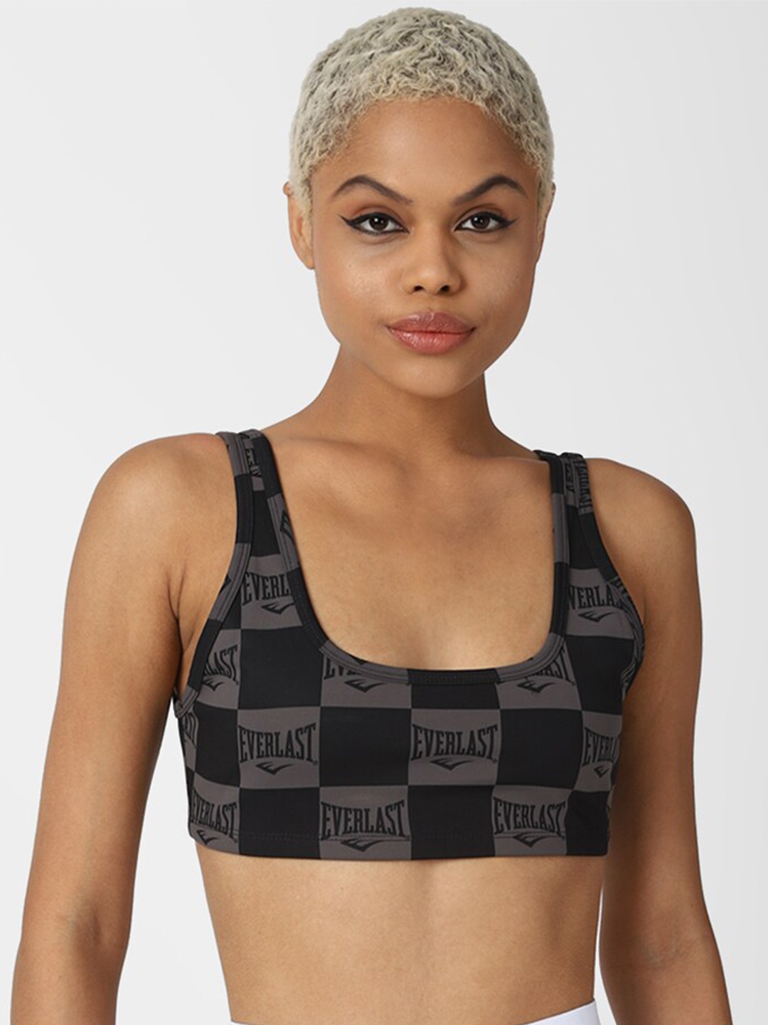 

FOREVER 21 Black Graphic Workout Bra
