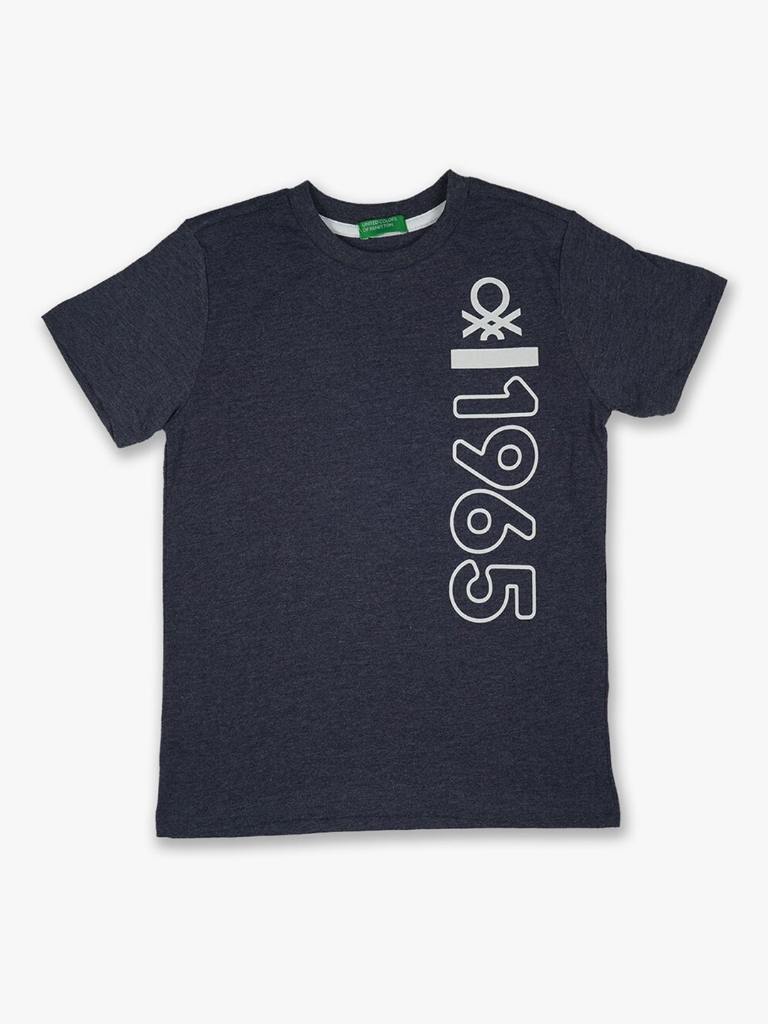 

United Colors of Benetton Boys Navy Blue Typography Printed T-shirt