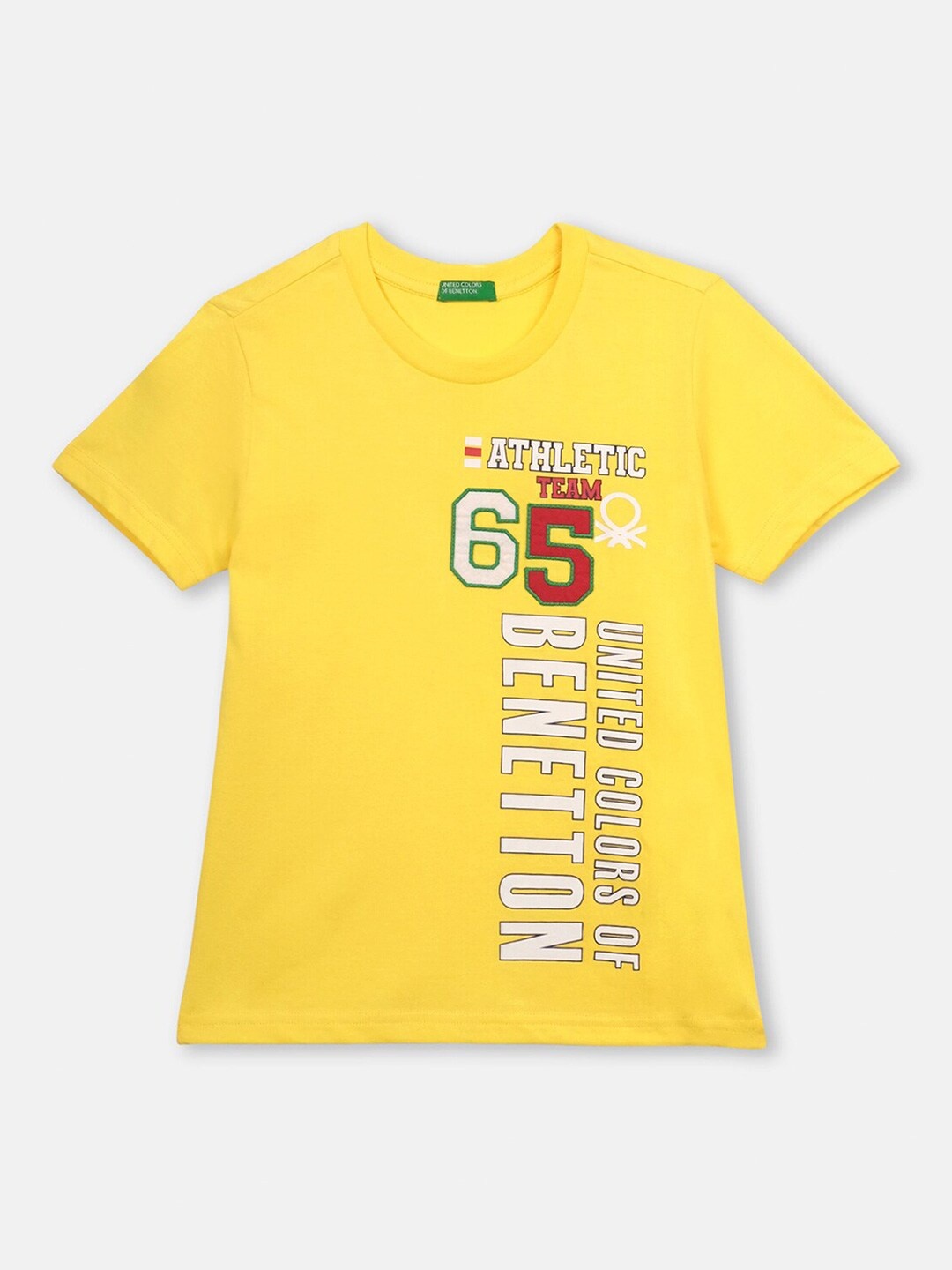 

United Colors of Benetton Boys Yellow Typography Printed T-shirt