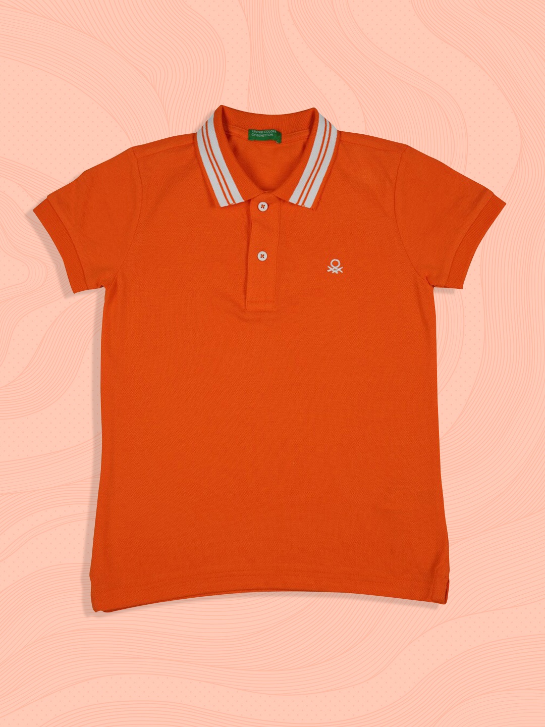 

United Colors of Benetton Boys Orange Polo Collar T-shirt