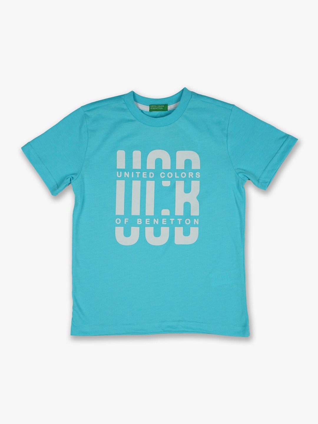 

United Colors of Benetton Boys Blue Typography Printed T-shirt