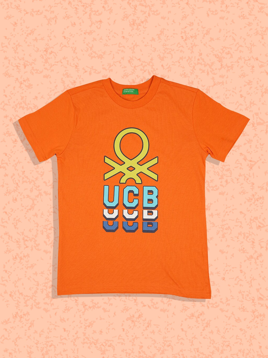 

United Colors of Benetton Boys Orange Typography Printed T-shirt
