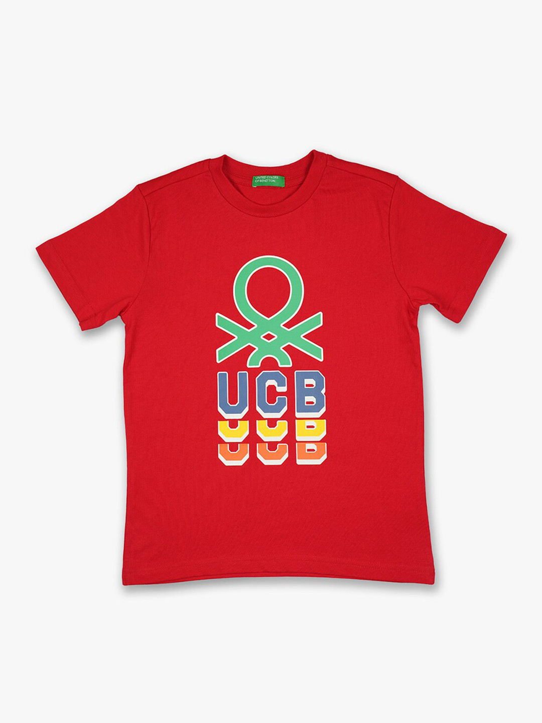 

United Colors of Benetton Boys Red Brand Logo Printed T-shirt