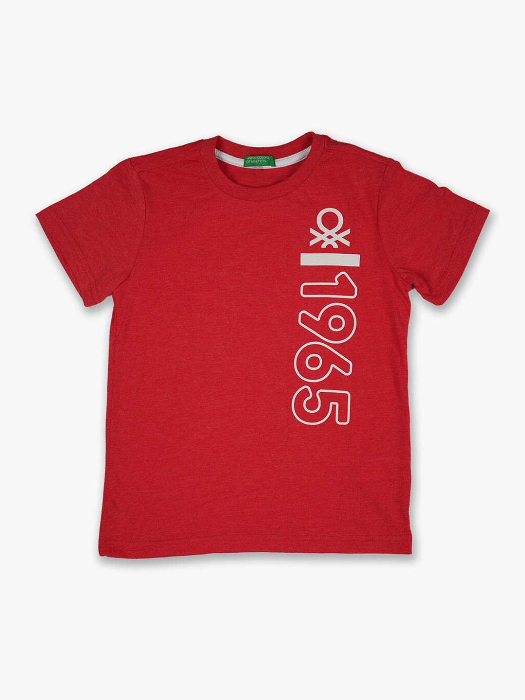 

United Colors of Benetton Boys Red Typography Printed T-shirt