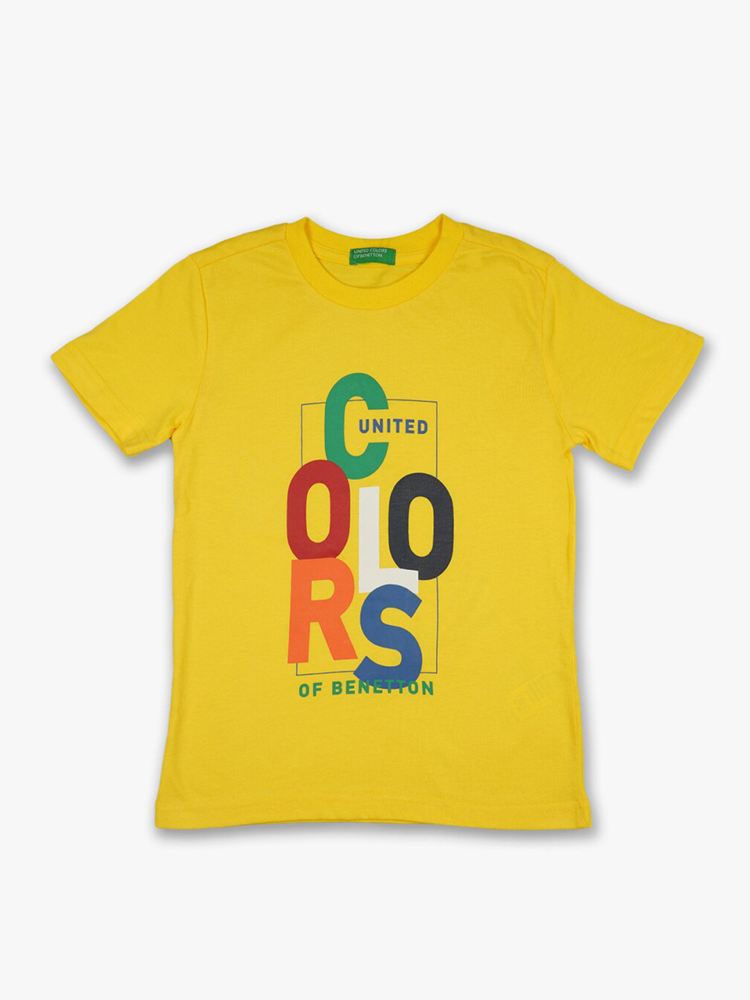 

United Colors of Benetton Boys Yellow Typography Printed T-shirt