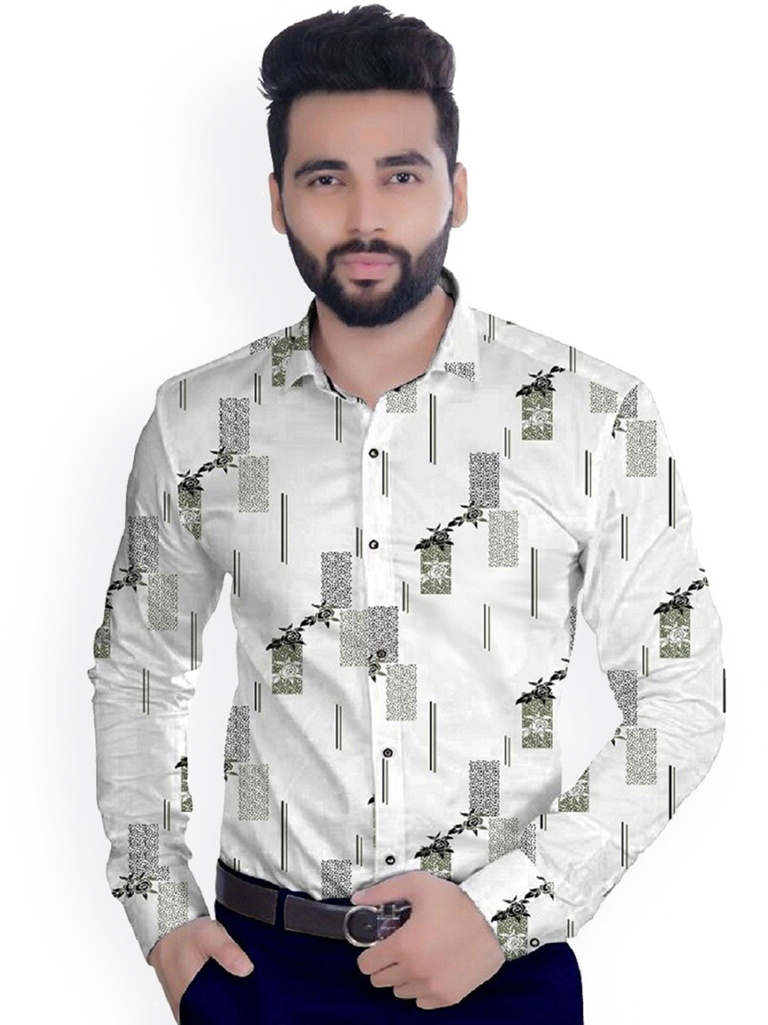 

Fashion Basket Men White Formal Shirt Material