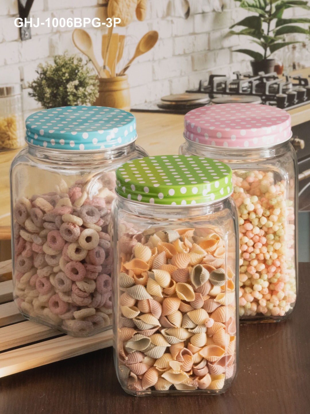 

GOODHOMES Transparent Set Of 3 Solid Glass Storage Containers