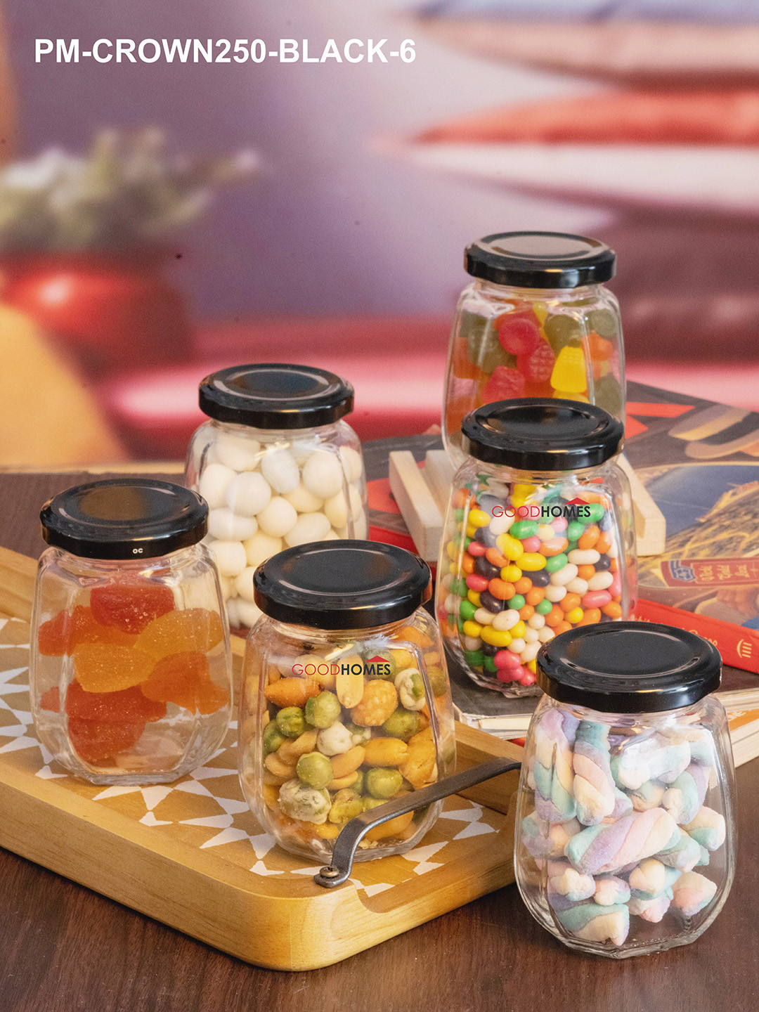 

GOODHOMES Set Of 6 Transparent & Black Solid Storage Containers