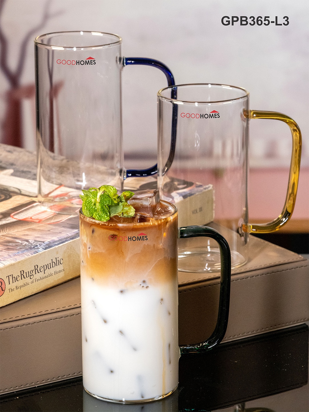 

GOODHOMES Transparent Set f 3 Solid Glass Transparent Mugs