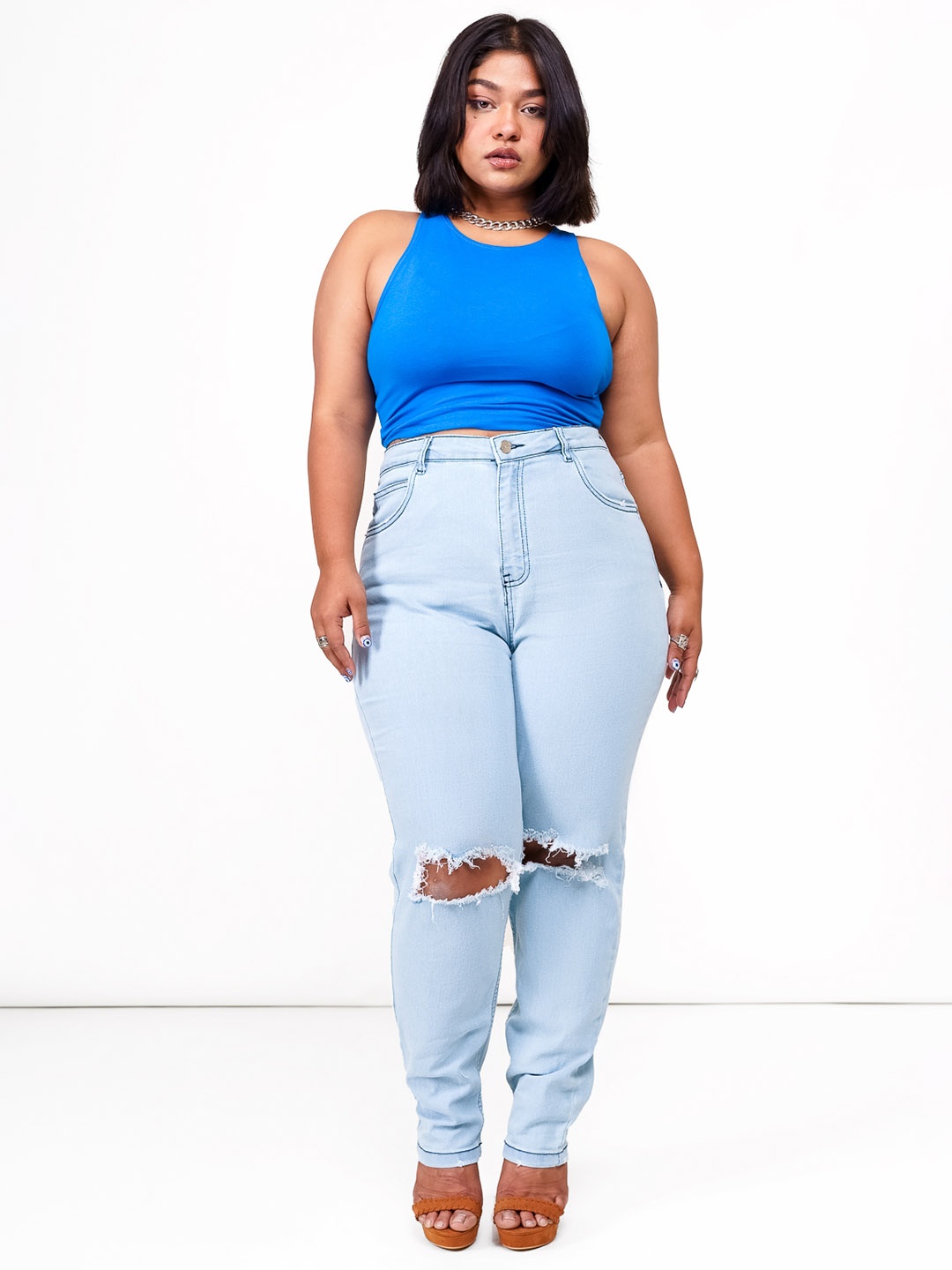 

FREAKINS Women Blue High-Rise Mom-Fit Jeans