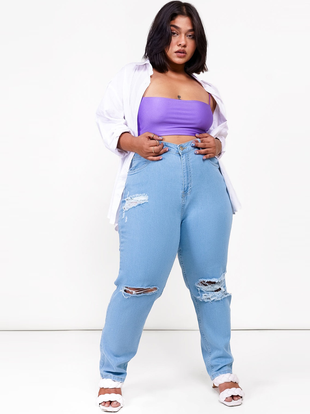 

FREAKINS Women Stunning Blue High-Rise Boyfriend Fit Jeans