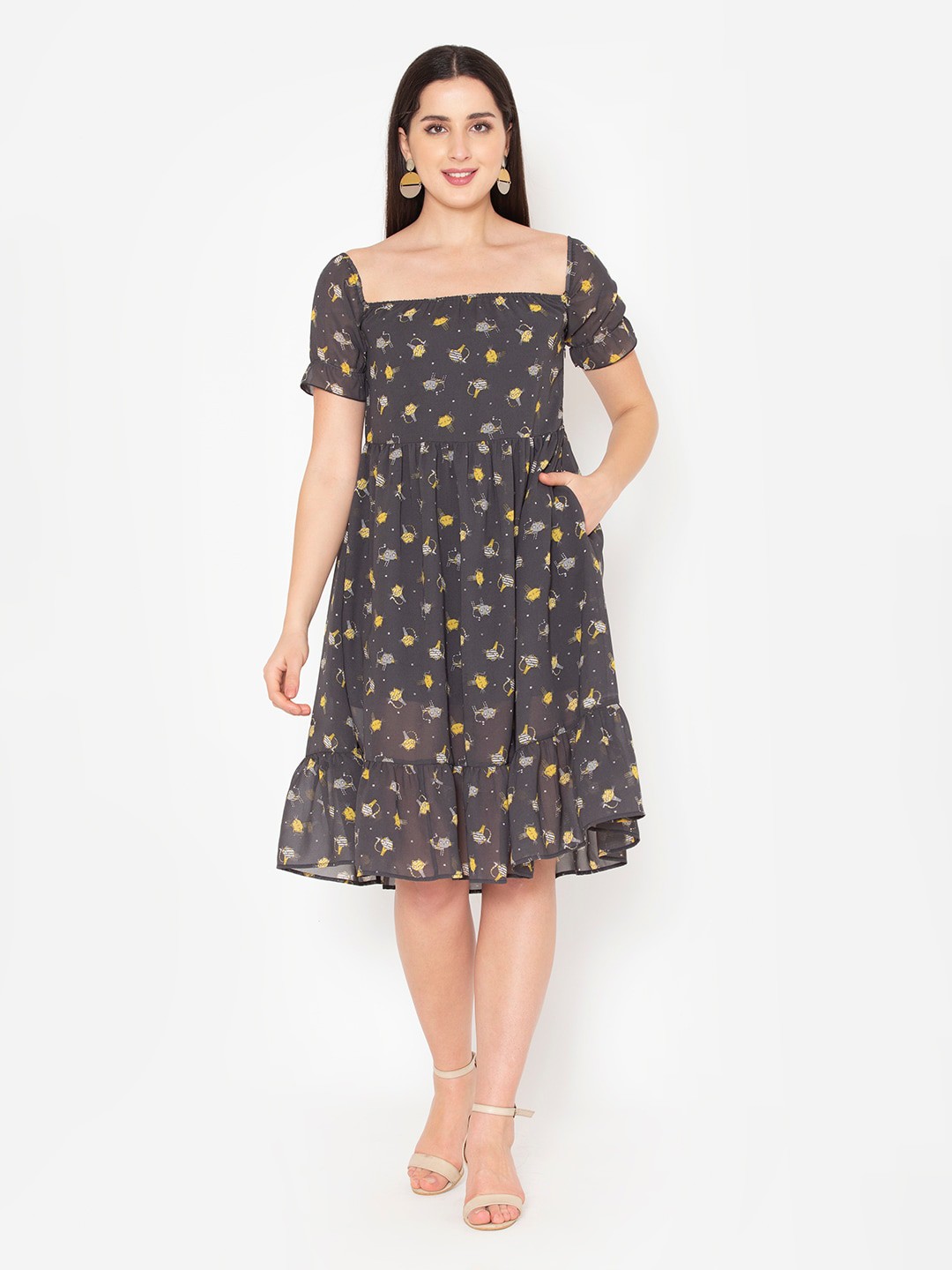

Modriba Black Floral Georgette Dress