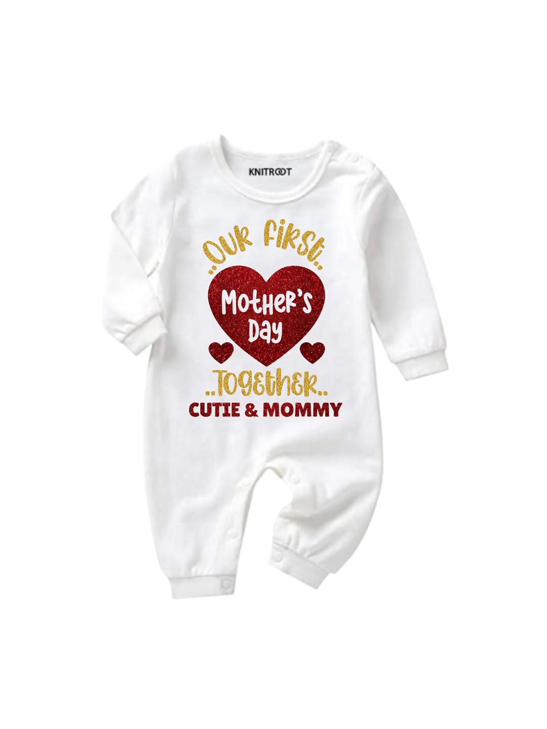 

KNITROOT Kids White & Red Our First Mothers Day Printed Bodysuit