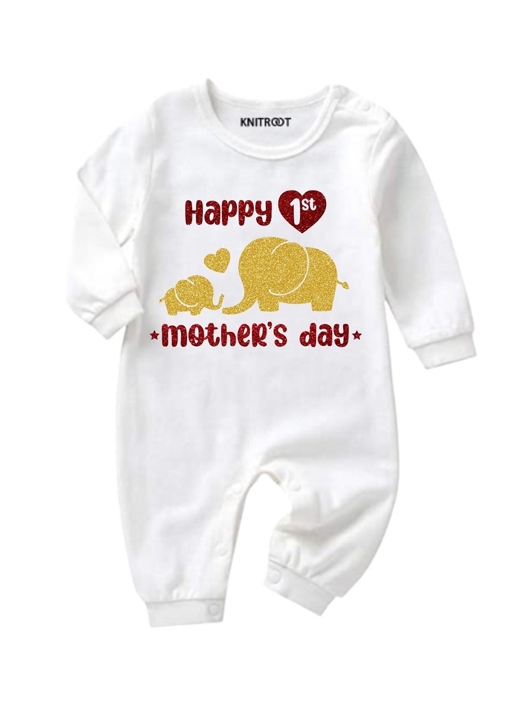

Knitroot Kids White Printed Bodysuit