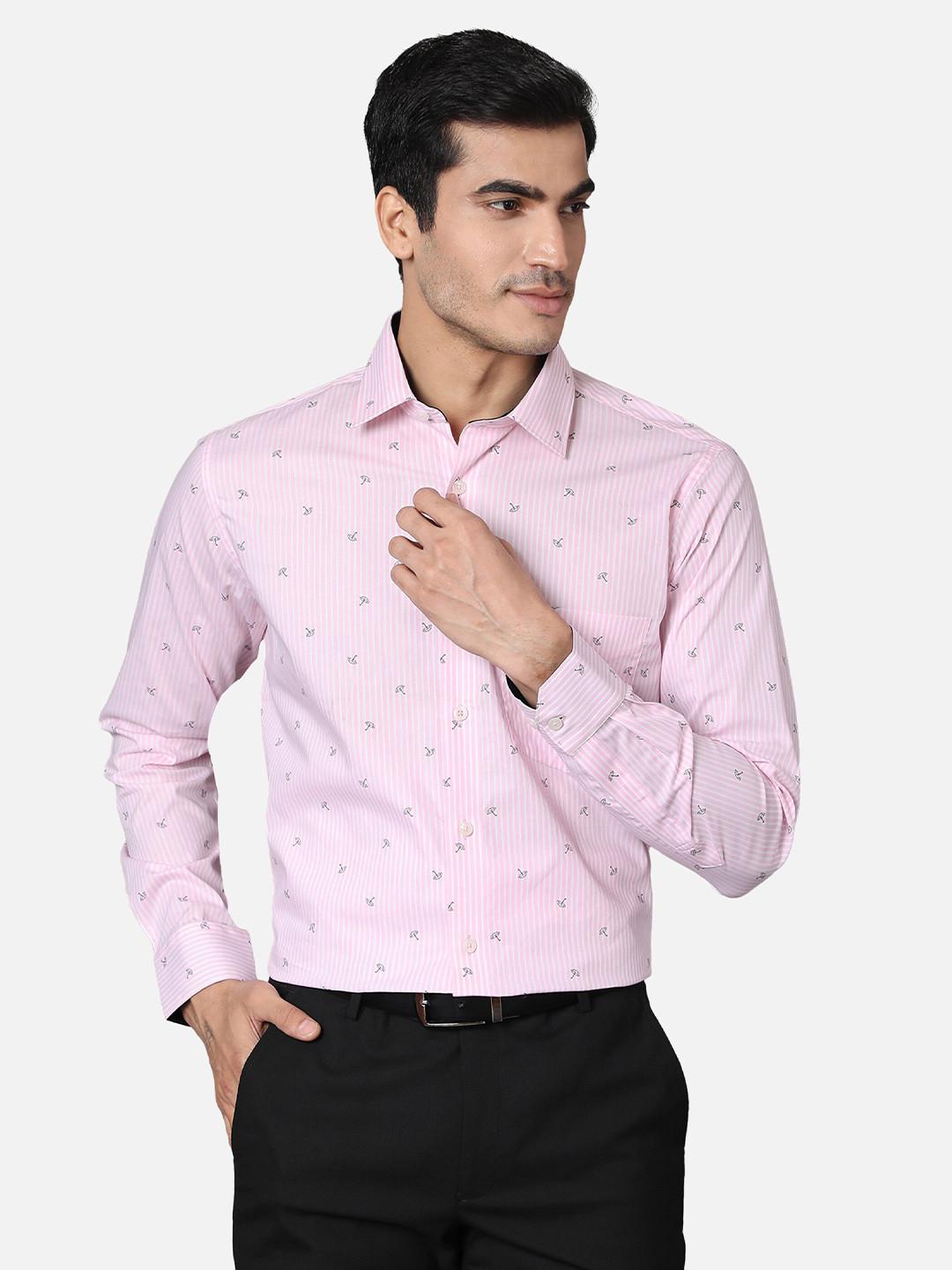 

Callino London Men Pink Printed Smart Fit Cotton Formal Shirt