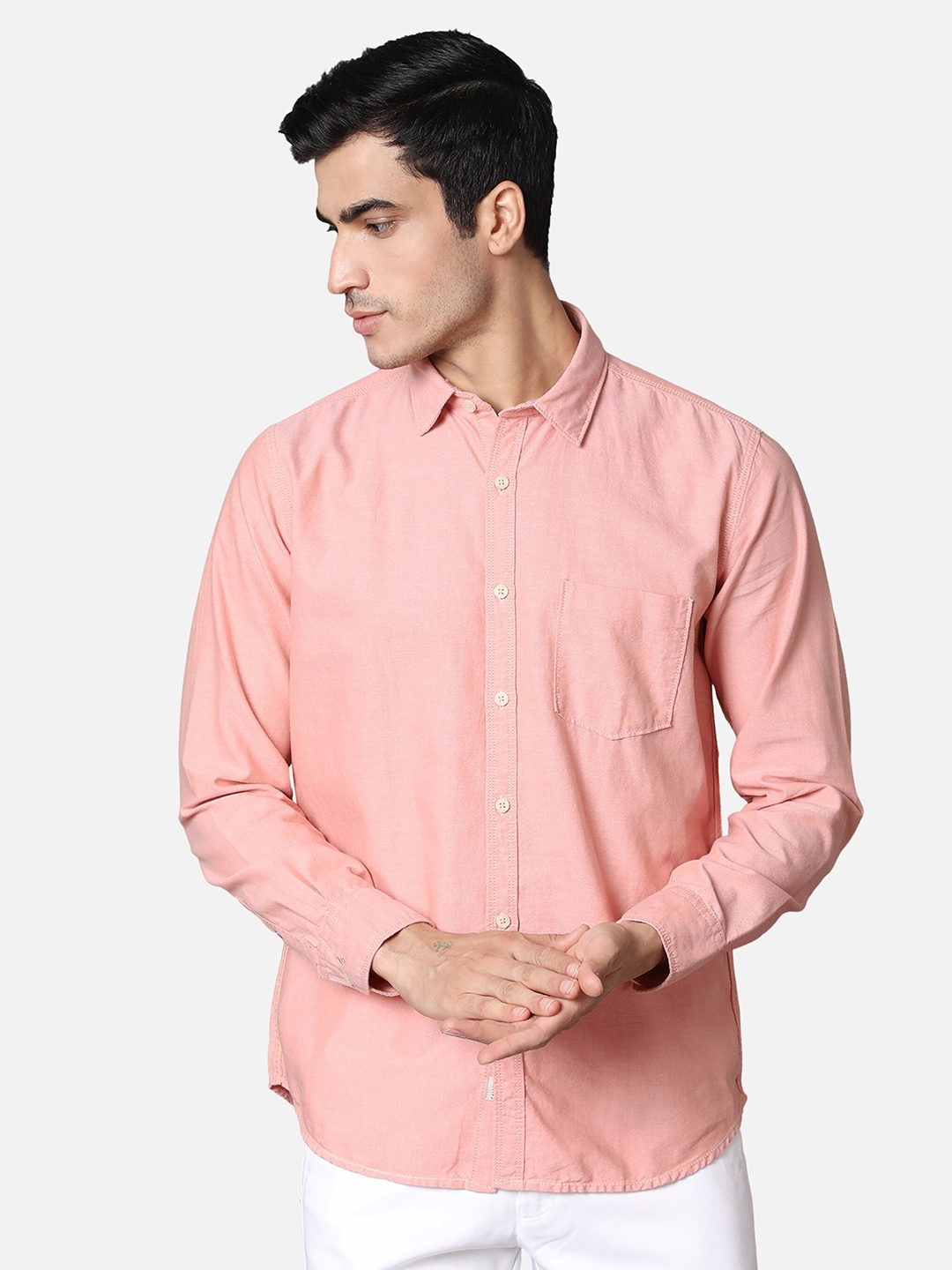 

Callino London Men Orange Slim Fit Solid Cotton Casual Shirt