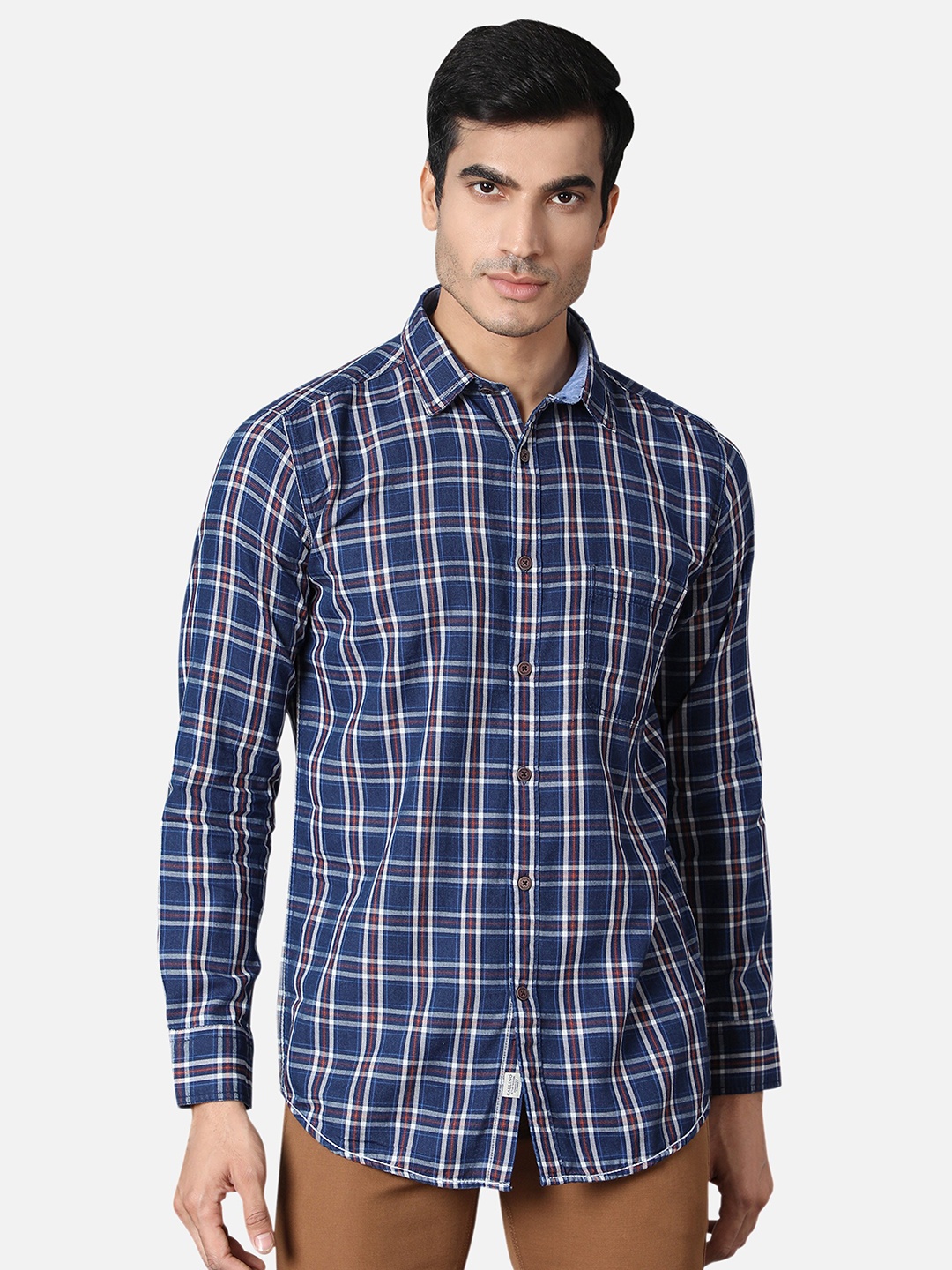 

Callino London Men Blue & Red Checked Cotton Casual Shirt