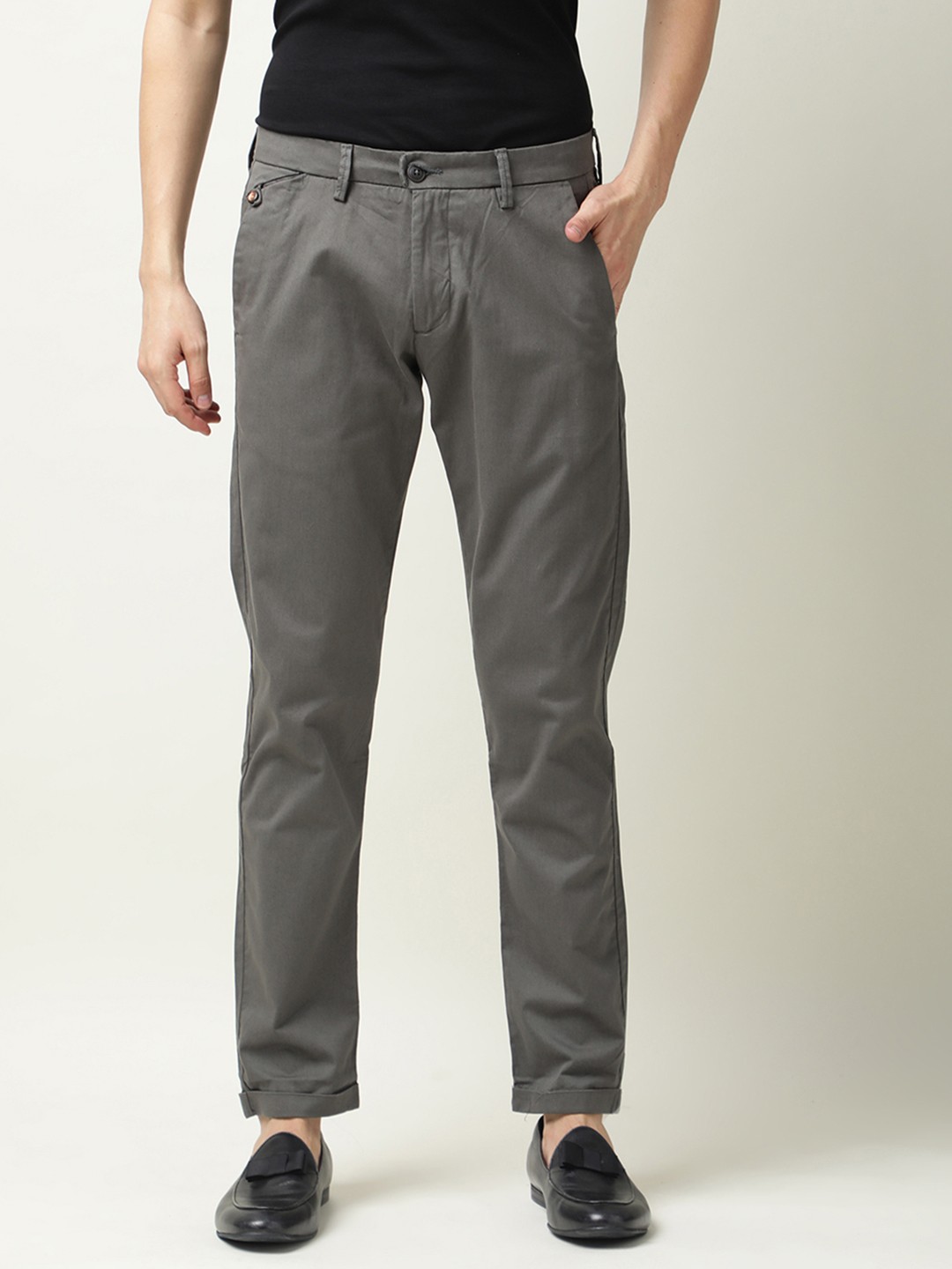 

RARE RABBIT Men Aps Mid-Rise Slim Fit Trouser, Na