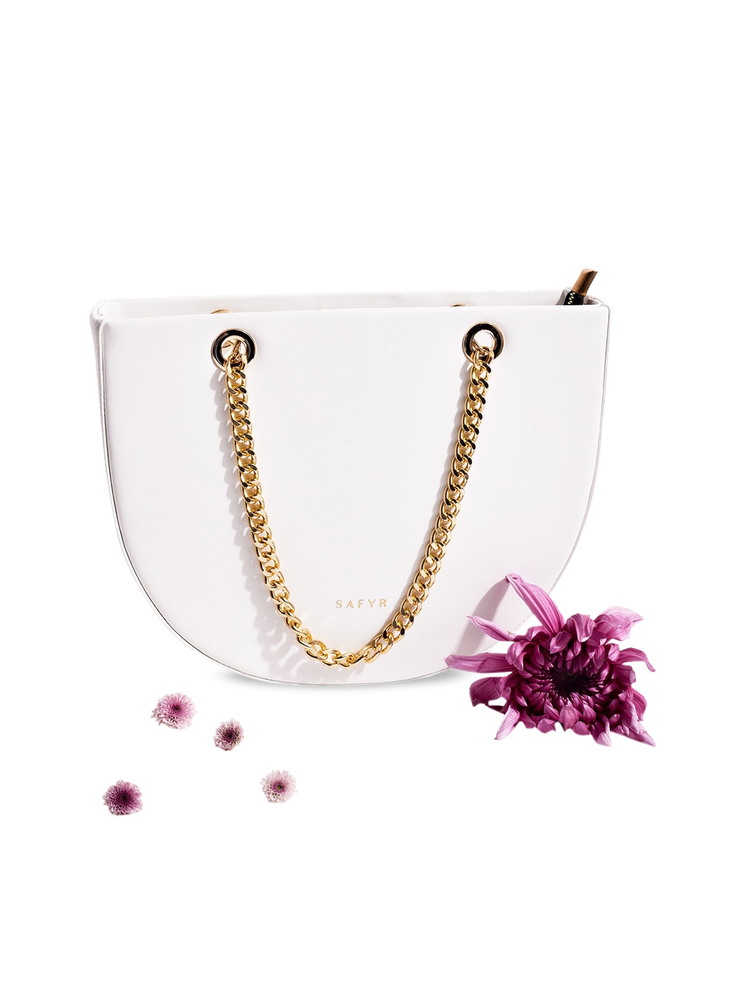 

SAFYR White PU Half Moon Handheld Bag