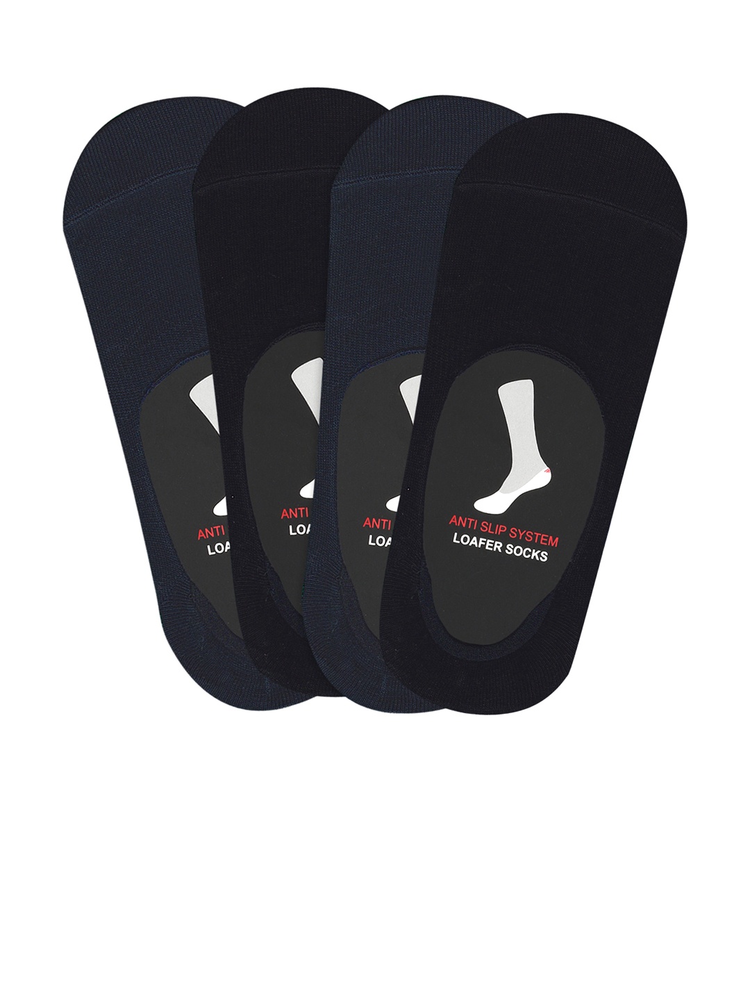 

Balenzia Men Pack of 4 Anti-Slip Loafer Socks, Black