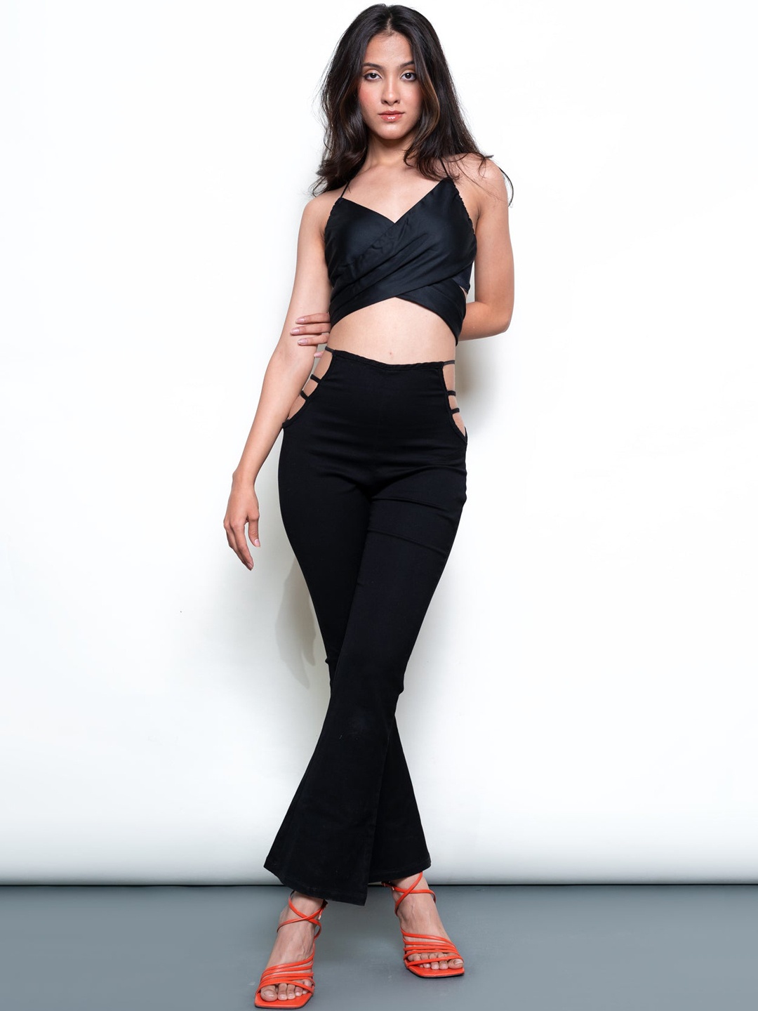

FREAKINS Women Black High-Rise Bootcut Cotton Jeans