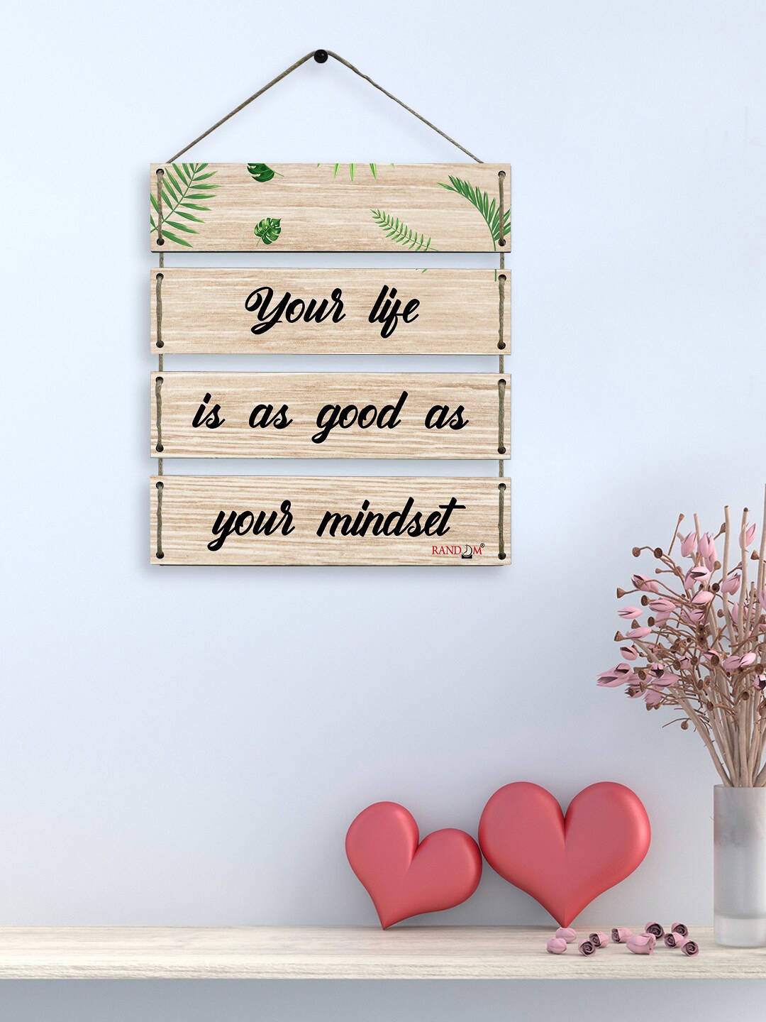 

RANDOM Beige & Black Motivational Quotes MDF Wooden Wall Hanging