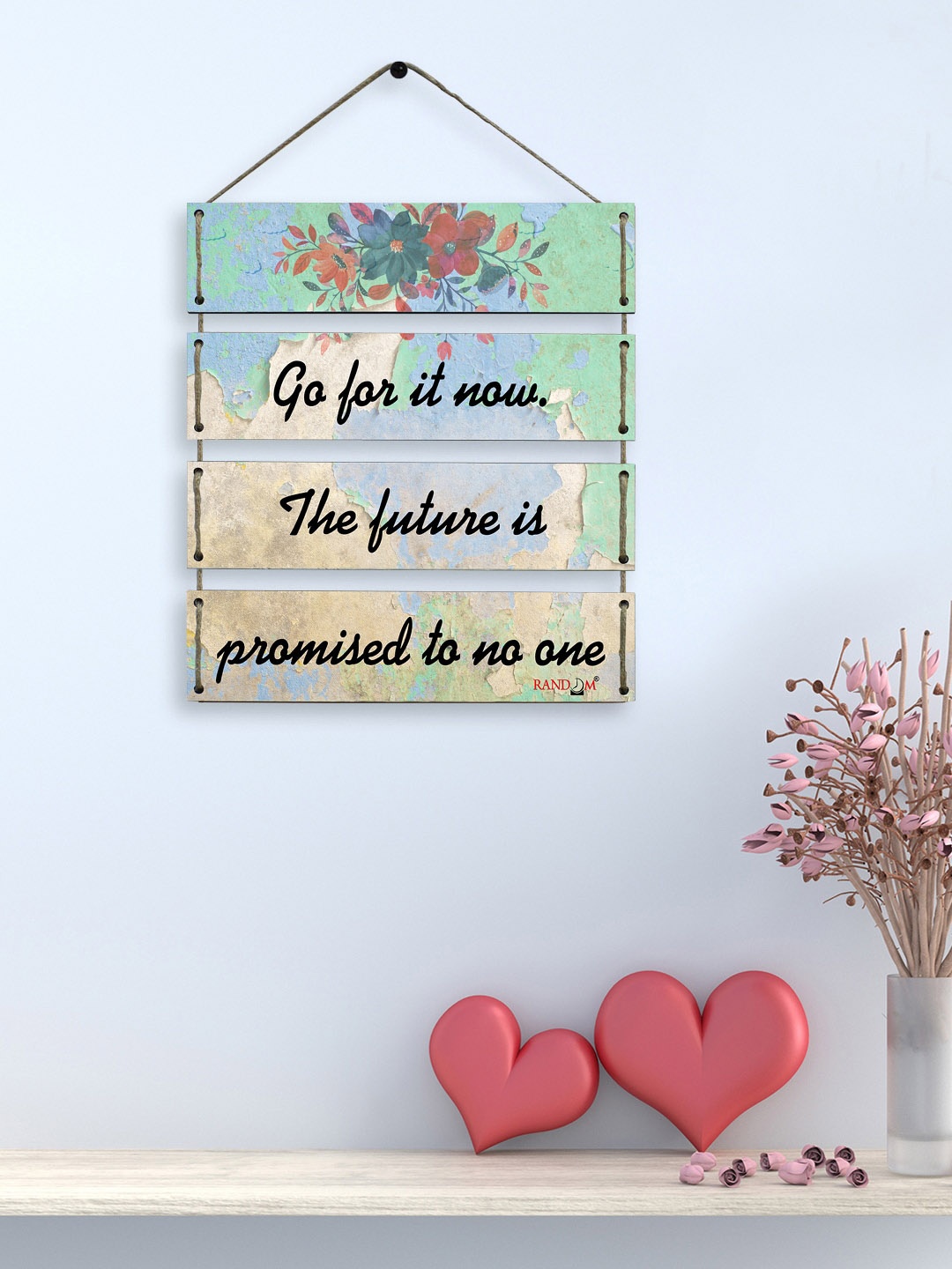 

RANDOM Green & Blue Set of 4 Motivational Quotes Printed Wall Hanging