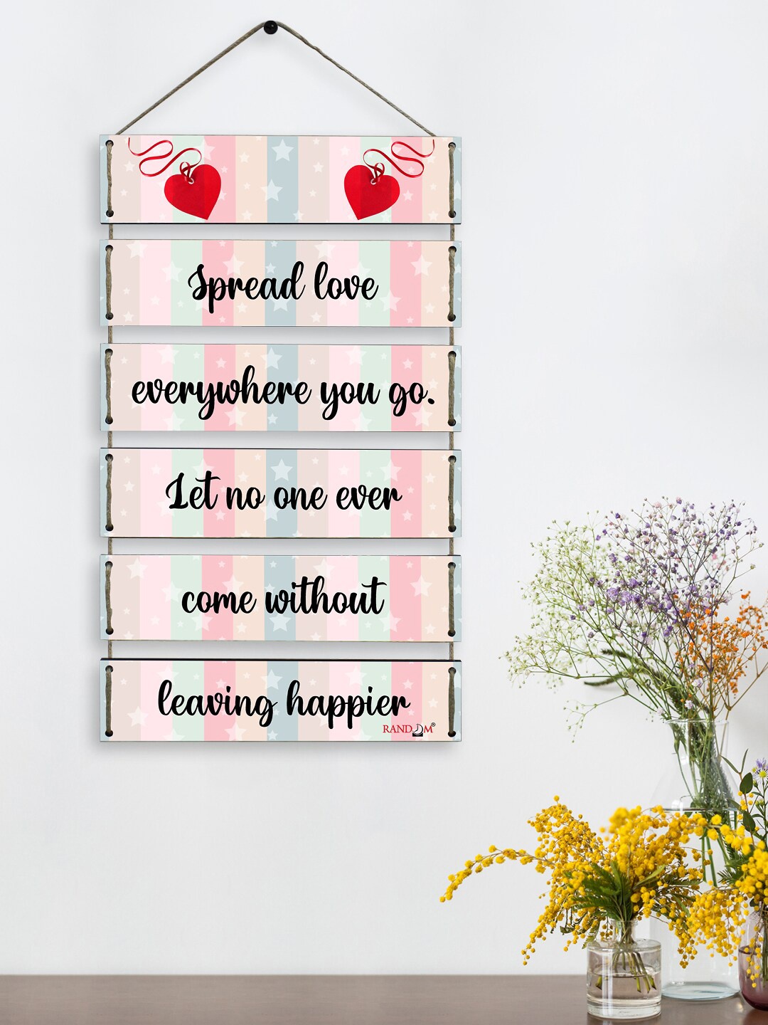 

RANDOM Set Of 6 Multicoloured Motivational Quotes MDF Wooden Wall Hangings, Multi