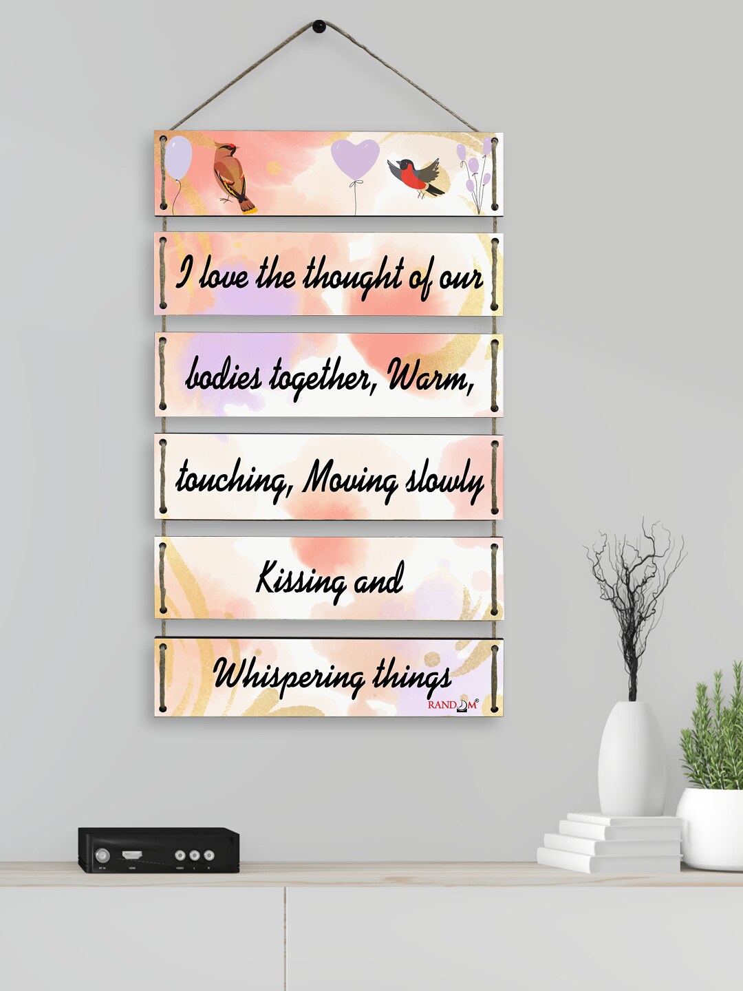 

RANDOM Set of 6 Peach-Coloured & Black Motivational Quotes Wall Hangings