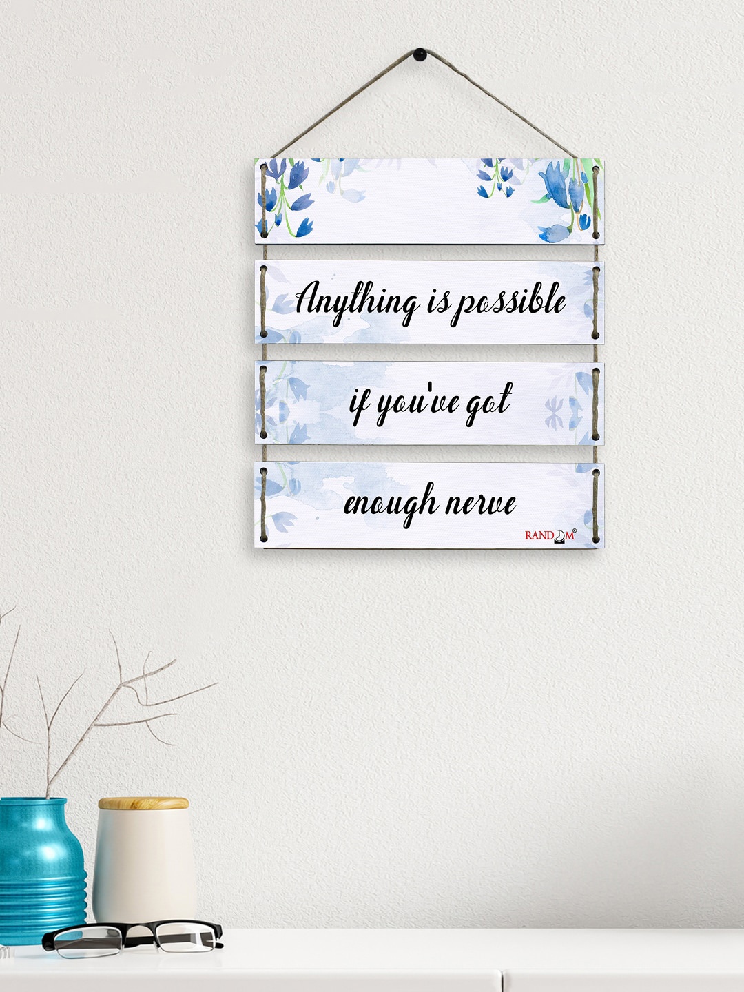 

RANDOM Blue & Black Motivational Quotes MDF Wooden Wall Hanging