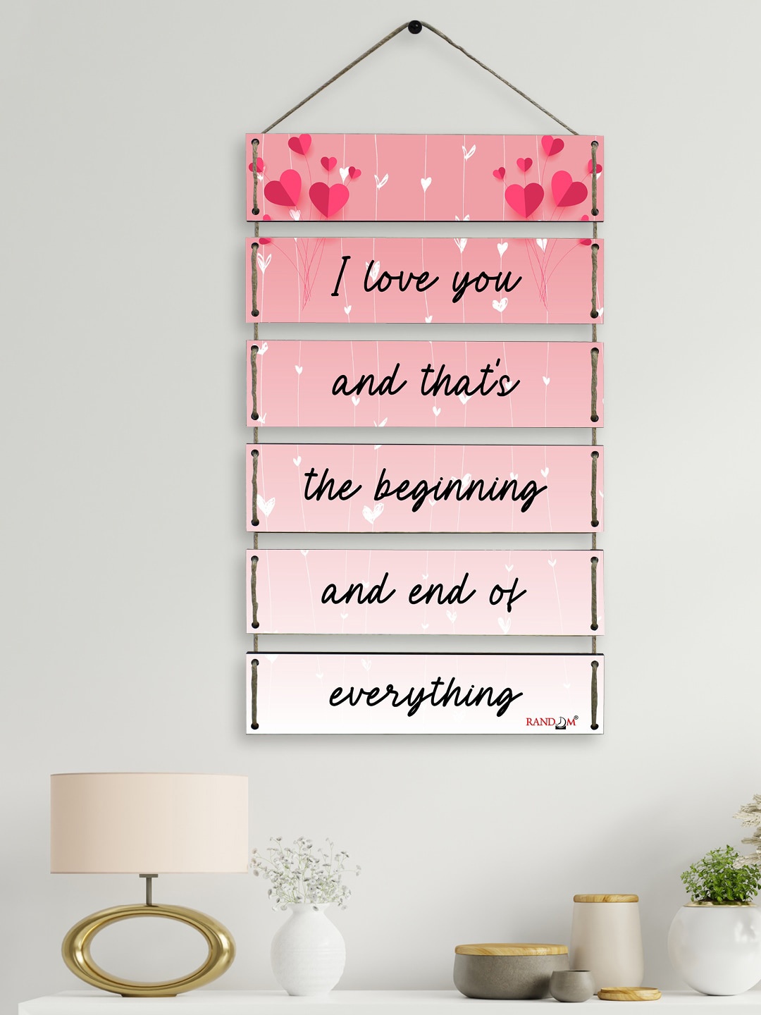 

RANDOM Pink Set of 6 Motivational Quotes Printed Wall Hanging