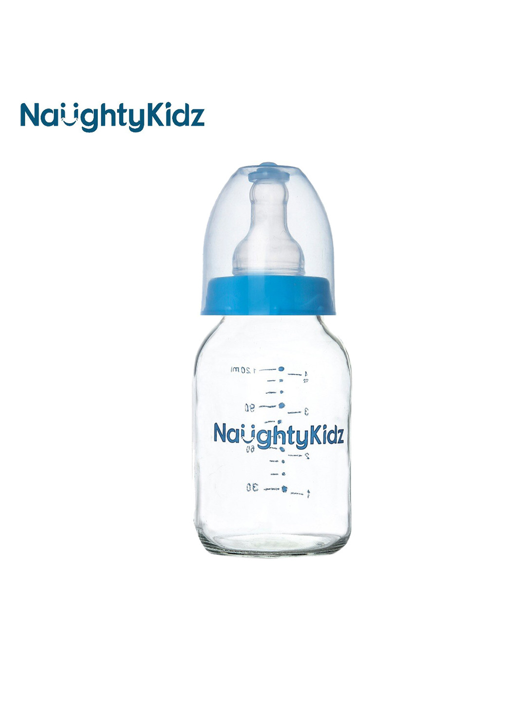 

NAUGHTY KIDZ Kids Blue Glass Feeding Bottle 120Ml