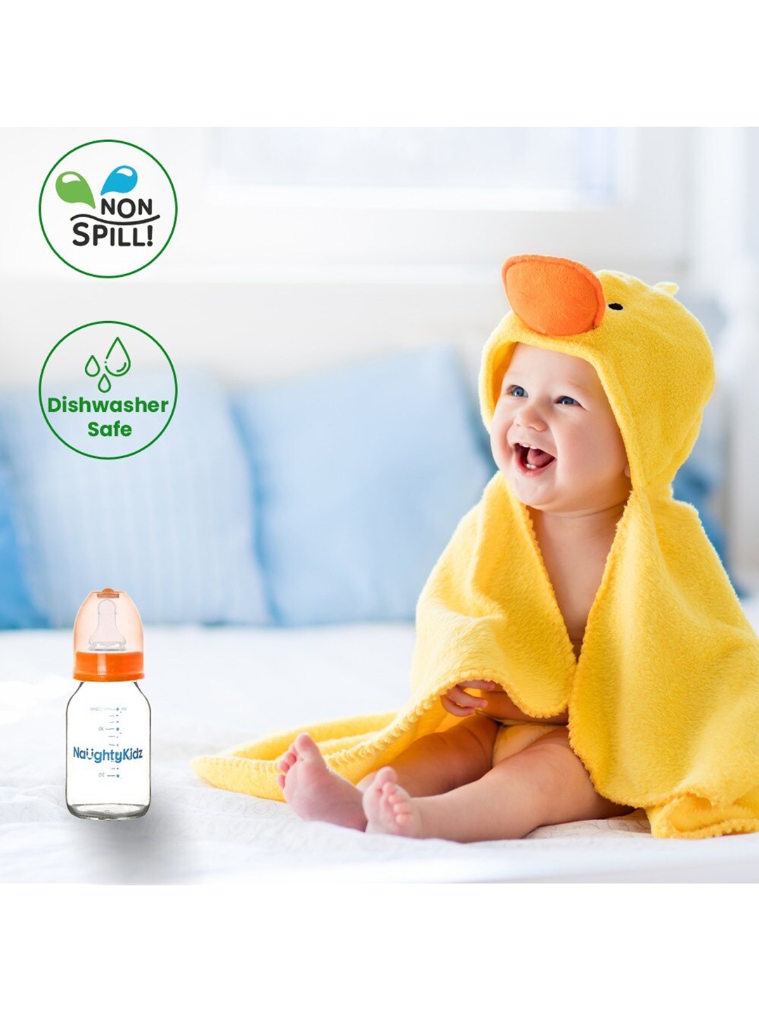 

NAUGHTY KIDZ Set of 2 Feeding Bottles 60 ml each, Orange