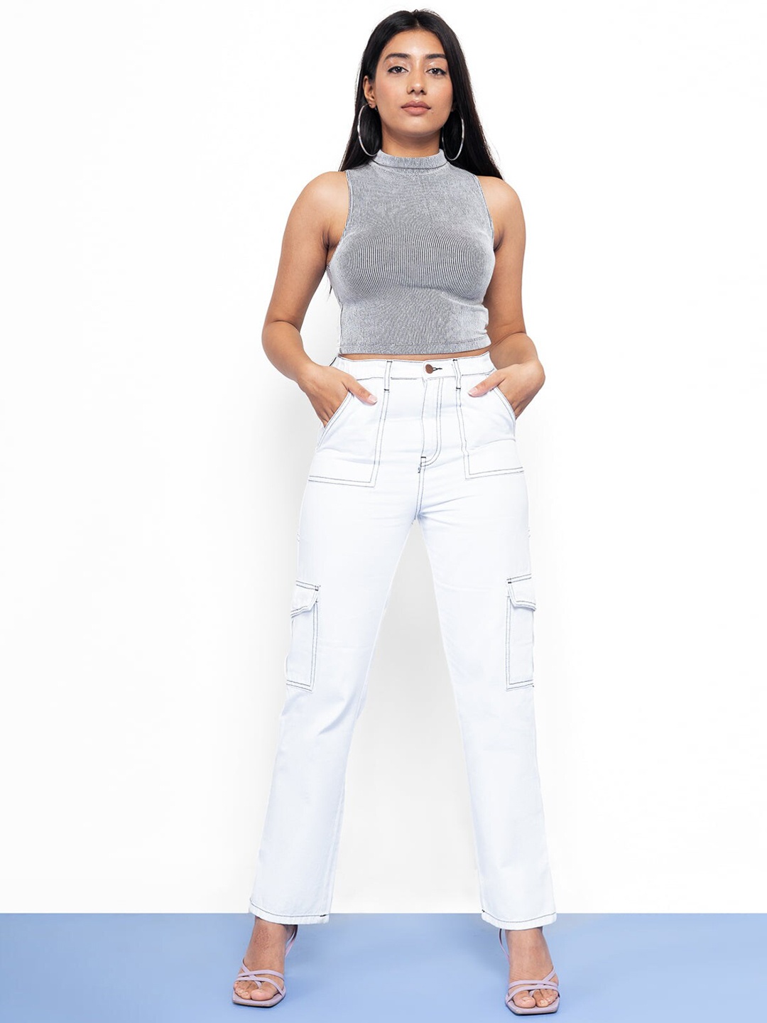 

FREAKINS Women White High-Rise Straight Fit Jeans