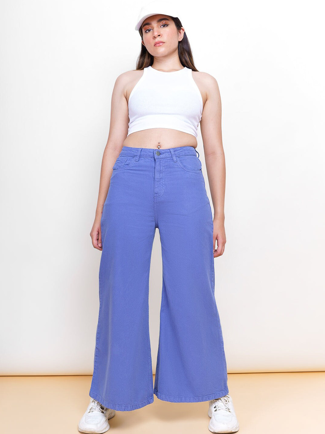 

FREAKINS Women Purple High-Rise Cotton Flared Jeans