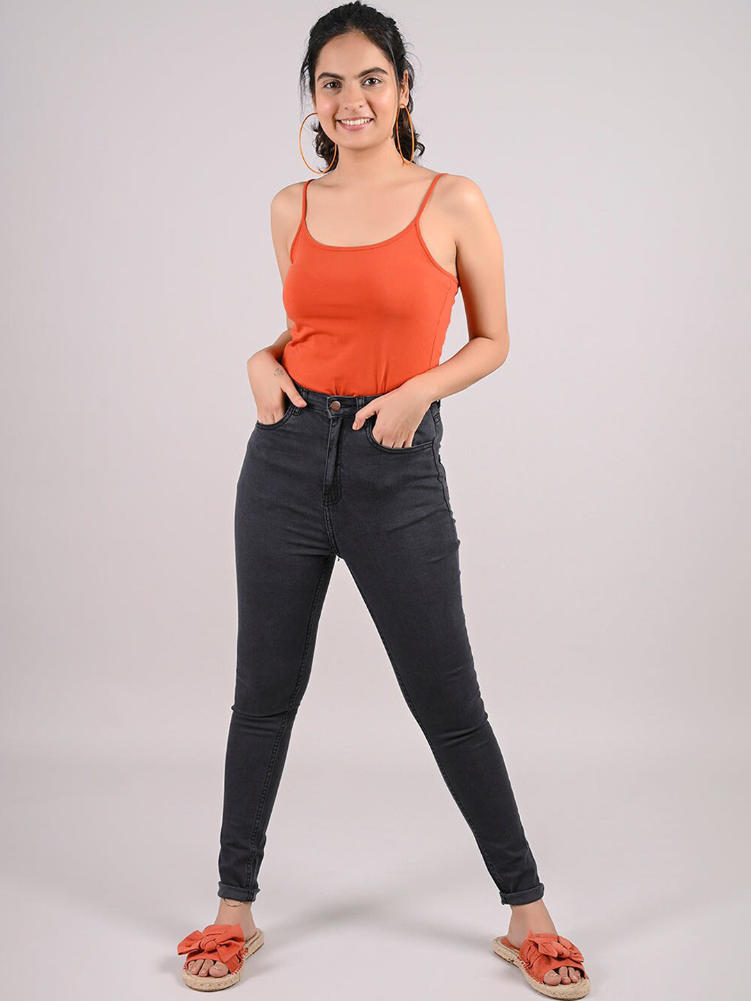 

FREAKINS Women Grey High-Rise Light Fade Skinny Fit Cotton Jeans